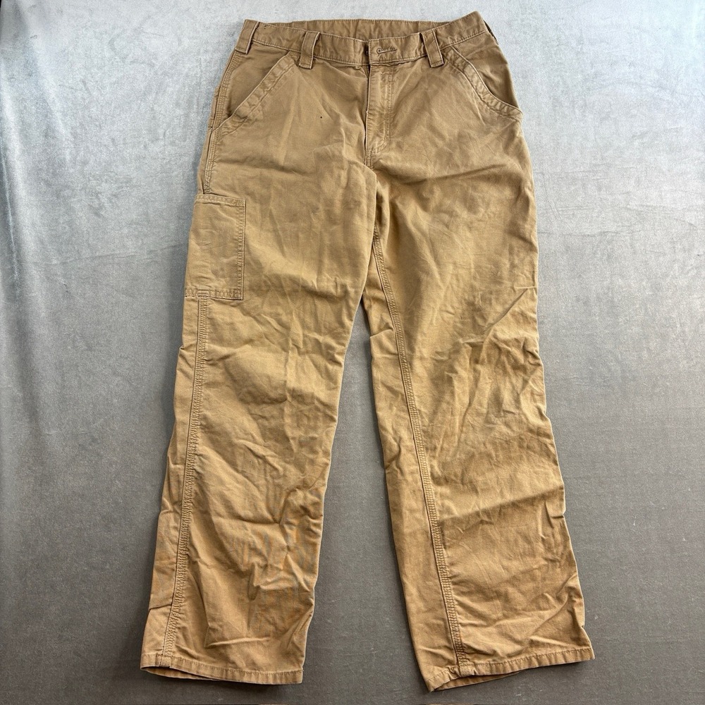 Carhartt Mens Tan Loose Original Fit Canvas Pants 34x30 (fits 30x28) B151 DKH